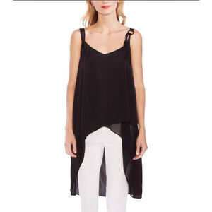 Vince Camuto Black Asymmetrical Tank Tunic Top with Ring Strap – Size S